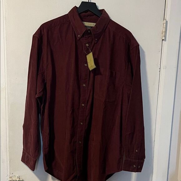 NATURAL LIFE Merlot Cotton Corduroy Button Up Shirt NWT- L - Picture 1 of 10